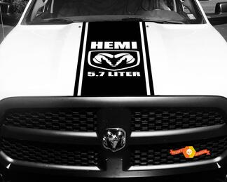Dodge Ram 1500 2500 3500 Vinile Racing Stripe Hemi 5,7 litri Cappuccio Decalcomanie Adesivi #1
