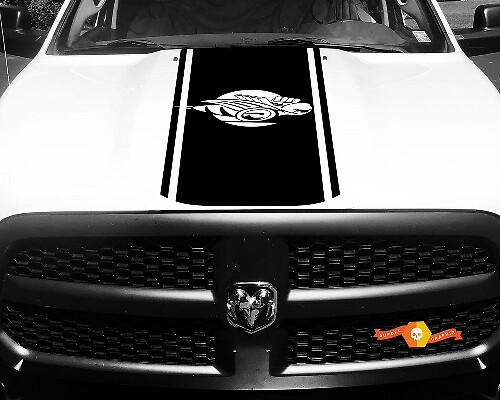 Dodge Ram 1500 2500 3500 Vinyl Racing Stripe Rumble Bee Hemi Hood Decalcomanie Adesivi #7
