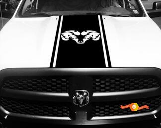 Dodge Ram 1500 Decalcomania in vinile CAPPUCCIO Ram Head Racing HEMI Stripe Stickers #35
