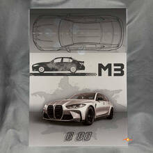 Pannello Artistico da Parete in Acrilico Lucido Personalizzato M3 G80 per appassionati BMW_2