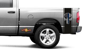 Punisher Stampato Decalcomania Vinile Racing Stripe Blue Flag Ram Truck Sticker #55
