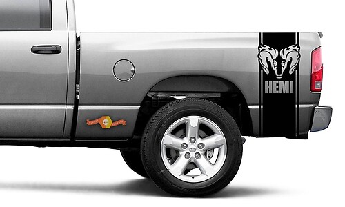 Dodge Ram Vinyl Racing Bed Side Stripe RAM head Decal Sticker #56

