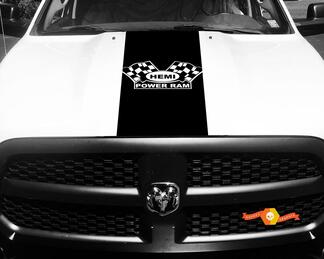 Dodge Ram Decal Vinile bandiera a scacchi Hemi Power Ram Hood Racing Stripe Sticker #60
