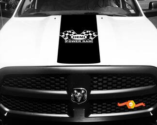 Dodge Ram Decal Vinile bandiera a scacchi Hemi Power Ram Hood Racing Stripe Sticker #61
