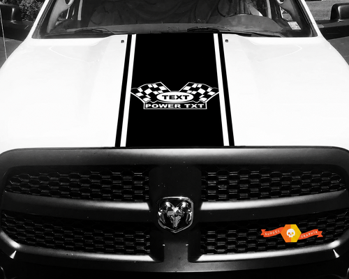 TEXT POWER TXT Checkered Flags Full Pinstripe Panel Cofano Adesivo in vinile per Dodge Ram 1500