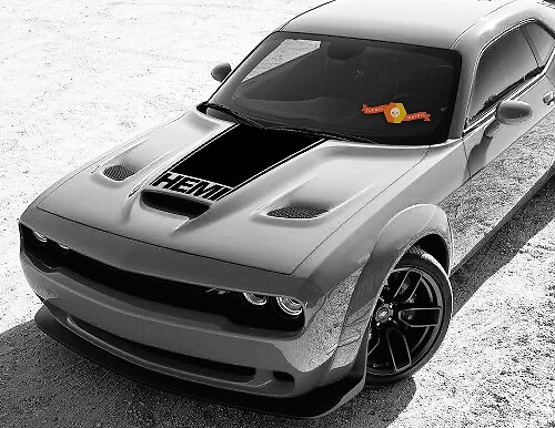 Dodge Challenger Hemi Vinyl Racing Hood Stripe Decal Sticker #65

