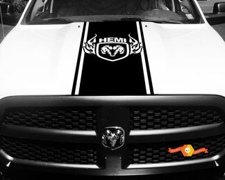 1500 2500 Ram Vinyl Racing Stripe Hood Decal Flaming Ram Hemi Sticker #70
