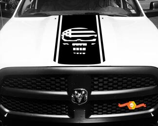1500 2500 3500 Ram Truck Punisher Bandiera americana Vinile Racing Stripe Hood Decal Sticker # 89
