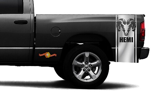 DODGE RAM 1500 VINILE DECAL striscia lato letto racing adesivo CROMATO DODGE Hemi #93

