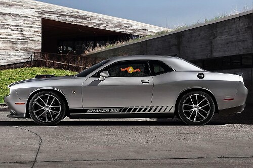 2X Adesivi Negative Space per Modanature Laterali SHAKER Strisce in Vinile per Dodge Challenger