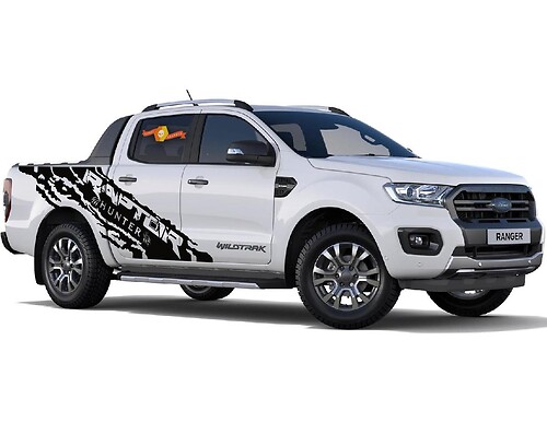 2x Hunter grandi decalcomanie in vinile laterale per Ford Ranger Raptor

