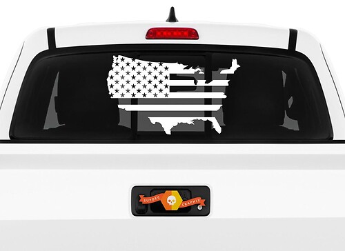 Sagoma Mappa USA con Bandiera Americana Adesivo in Vinile per Finestrino Posteriore per Camion