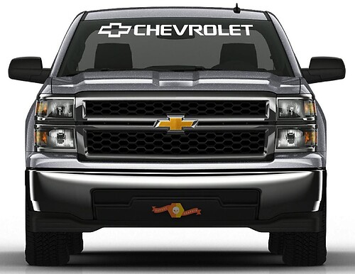 Adesivo in vinile con scritta del marchio e logo per parabrezza Chevrolet Silverado