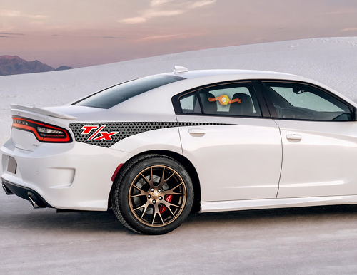 T/X Honeycomb Quarter Wedge Pair Parafango posteriore Adesivo in vinile per Dodge Charger 2011-2020