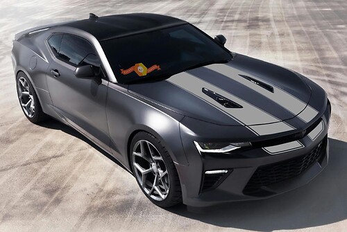 Adesivo in vinile con doppia striscia racing per cofano Chevrolet Camaro 2016-2018