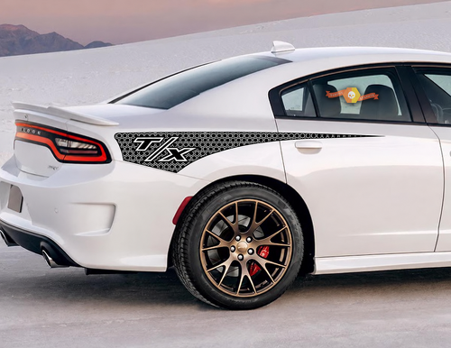 T/X Honeycomb Quarter Spear Pair Parafango posteriore Adesivo in vinile per Dodge Charger 2011-2020