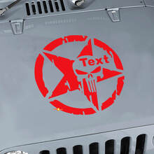 Adesivo in Vinile con Stella Militare Punisher per Cofano Jeep Wrangler 3