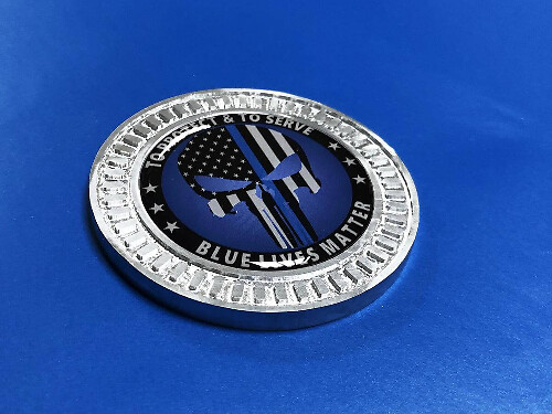 Distintivo Emblema 3D in Alluminio Punisher Blue Line per Jeep Wrangler