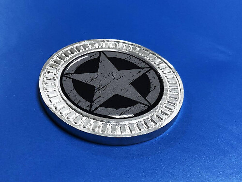 Adesivo in Vinile Emblema da Comodino in Alluminio Metallico Military Star per Jeep Wrangler