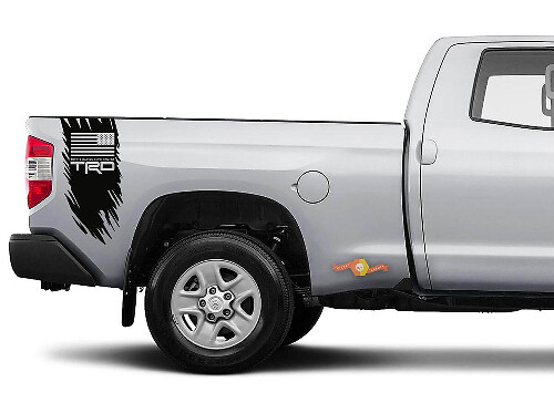 Adesivo in vinile stile usurato con bandiera TRD USA per fianco Toyota Tacoma