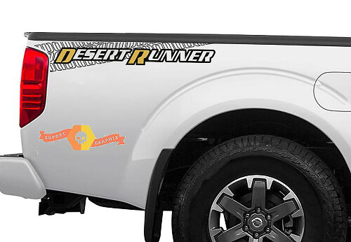 Adesivo in Vinile per Fiancata Letto con Impronta Pneumatico Desert Runner Coppia per Nissan Frontier