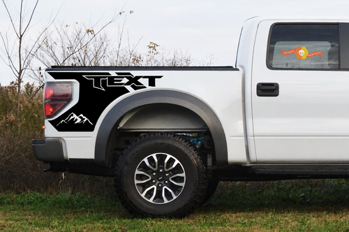 Adesivi in vinile con grafiche personalizzate Mountains Bedside per Musclecar power truck 2010-2014