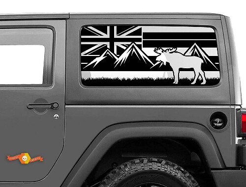 Adesivo in vinile con bandiera delle Hawaii e alce per finestra laterale Jeep Wrangler 2007-2019