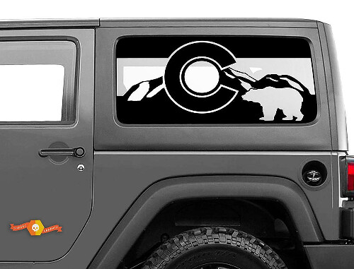 Adesivo in Vinile per Finestrino Laterale con Bandiera del Colorado per Jeep Wrangler 2007-2019