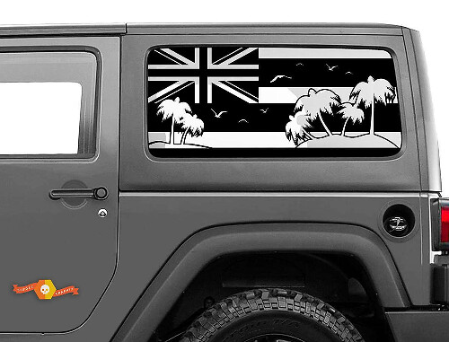 Adesivo in Vinile con Palma Bandiera delle Hawaii per Finestrino Laterale Jeep Wrangler 2007-2019