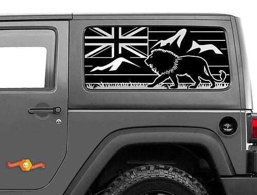 Decalcomanie per tetto rigido Jeep Wrangler Rubicon con bandiera delle Hawaii e montagne del leone
