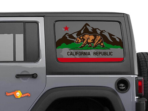 Adesivo in Vinile con Orso di Montagna della Repubblica della California per Finestrino Laterale Jeep Wrangler 2007-2019