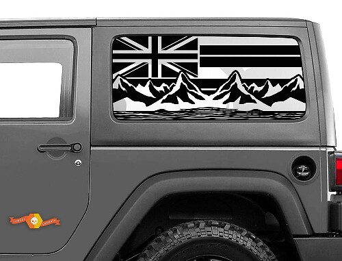 Adesivo in Vinile per Finestrino Laterale con Bandiera delle Montagne delle Hawaii per Jeep Wrangler 2007-2019