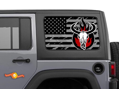 Adesivo Decalcomania Parabrezza Hardtop Teschio Bandiera USA Distrutto per Jeep Wrangler Rubicon JKU JLU 2007-2019 o Tacoma 4Runner Tundra Charger Challenger
