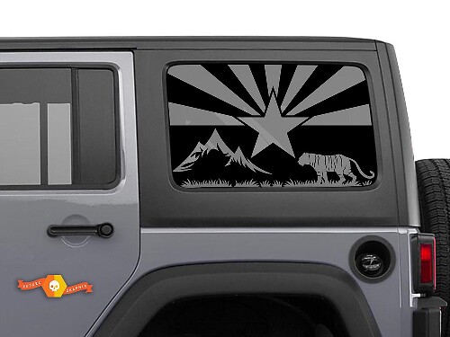 Jeep Wrangler Rubicon Hardtop Flag Arizona Mountains Tiger Wilderness Parabrezza Adesivo Decalcomania JKU JLU 2007-2019 o Tacoma 4Runner Tundra Suba Charger Challenger - 58
