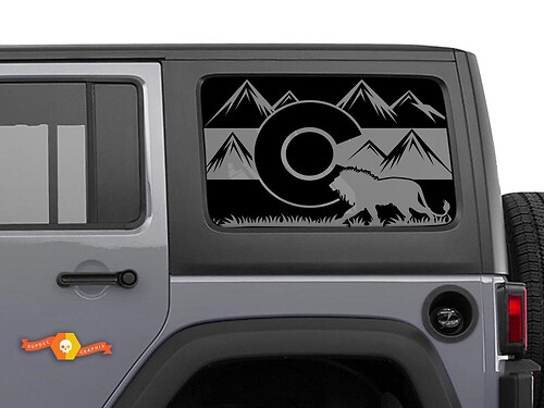 Bandiera del Colorado con adesivi per decalcomanie per finestrini laterali con tettuccio rigido Jeep Wrangler Rubicon Lion
