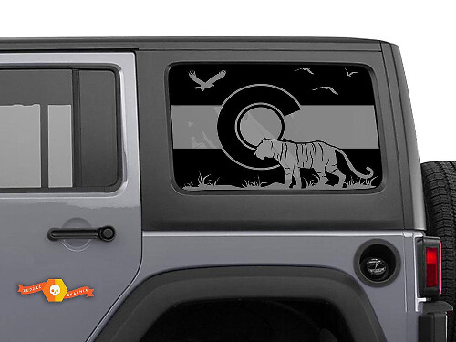 Adesivo in Vinile Bandiera Colorado Tiger per Finestrino Laterale Jeep Wrangler 2007-2019
