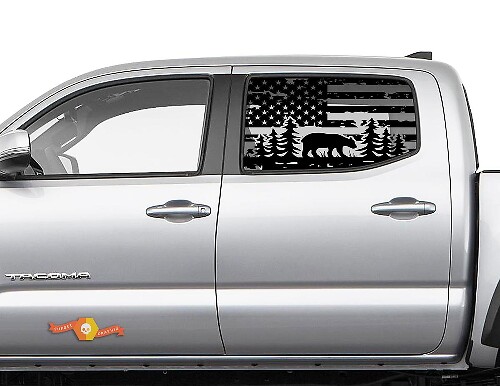 Toyota Tacoma 4Runner Tundra Hardtop USA Flag Forest Bear parabrezza adesivo decalcomania JKU JLU 2007-2019 o Dodge Challenger Charger Suba Ascent Forester Wrangler Rubicon - 113
