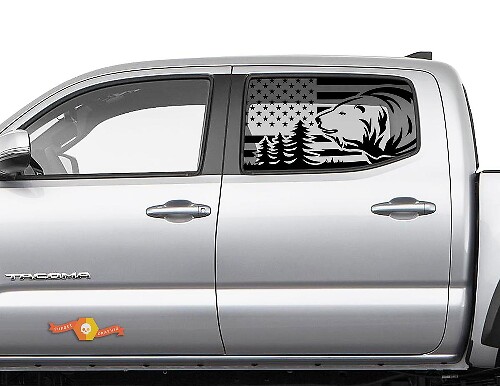 Toyota Tacoma 4Runner Tundra Hardtop USA Flag Forest Bear parabrezza adesivo decalcomania JKU JLU 2007-2019 o Dodge Challenger Charger Suba Ascent Forester Wrangler Rubicon - 115
