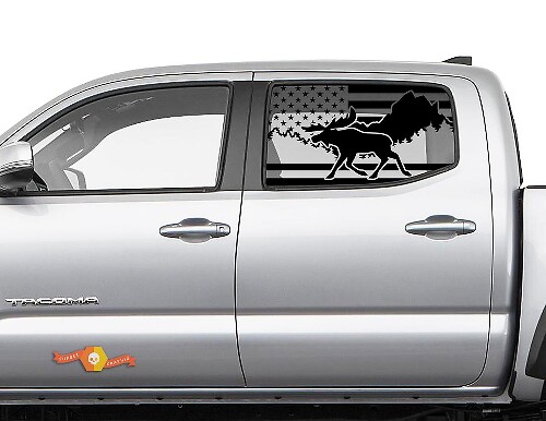 Toyota Tacoma 4Runner Tundra Hardtop USA Flag Destroyed Moose Forest Parabrezza Adesivo Decalcomania JKU JLU 2007-2019 o Dodge Challenger Charger Suba Ascent Forester Wrangler Rubicon - 123
