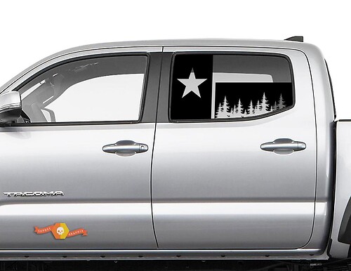 Adesivo in vinile per finestrino laterale con paesaggio forestale della bandiera del Texas per Toyota Tacoma