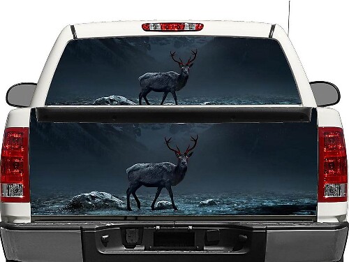 Adesivo in Vinile Notturno con Cervo per Finestrino Posteriore o Portellone per Pick-up SUV