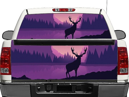 Adesivo in vinile per finestrino posteriore o portellone con paesaggio foresta di cervi per pick-up e SUV