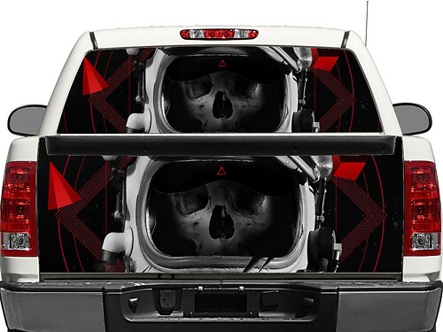 Adesivo in vinile Cranio Cosmonauta per finestrino posteriore o portellone per pick-up SUV