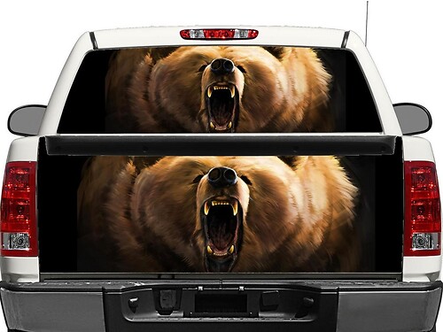 Adesivo Vinilico per Finestrino Posteriore o Portellone con Orso Grizzly per Pick-up e SUV