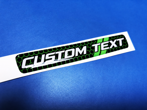 Lime Green Honeycomb Twin Stripes Custom Text Domed Insert — Adesivo in vinile (volante) per Dodge Challenger