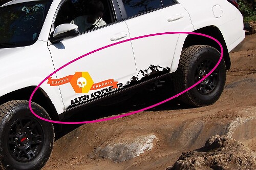 Coppia di adesivi per decalcomanie in vinile con pannello a bilanciere laterale Mountains 4Runner per Toyota 4Runner TRD
