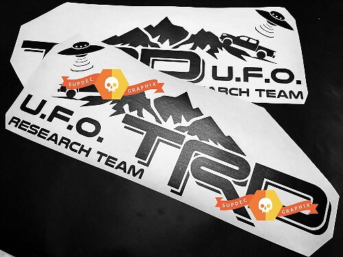 Adesivo Vinile Laterale a Decalcomania Stile TRD del Team di Ricerca UFO per Toyota Tacoma