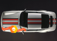 Porsche 911 Adesivo per decalcomanie a strisce posteriori sul tetto del cofano classico bicolore
 2