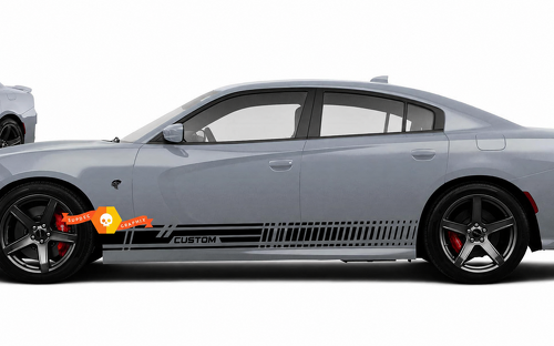CUSTOM Coppia di strisce scanalate adesive in vinile per sottoporta Dodge Charger 2011-2026