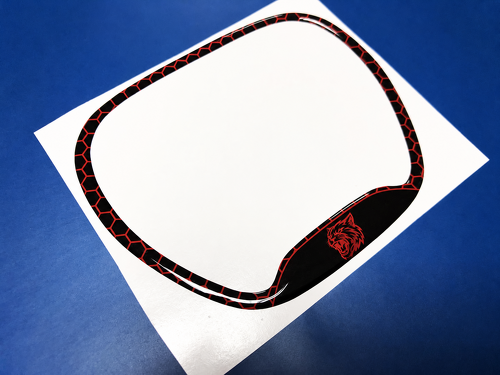 Hellcat Style Red Honeycomb Custom Cat Domed Trim Ring — Adesivo in vinile (volante) per Dodge